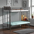 Twin Over Full Metal Bunk Bed With Futon Sofa Multi Function Convertible Design Heavy Duty Steel Frame
