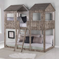 Twin Over Twin Tower Bunk Bed In Rustic White