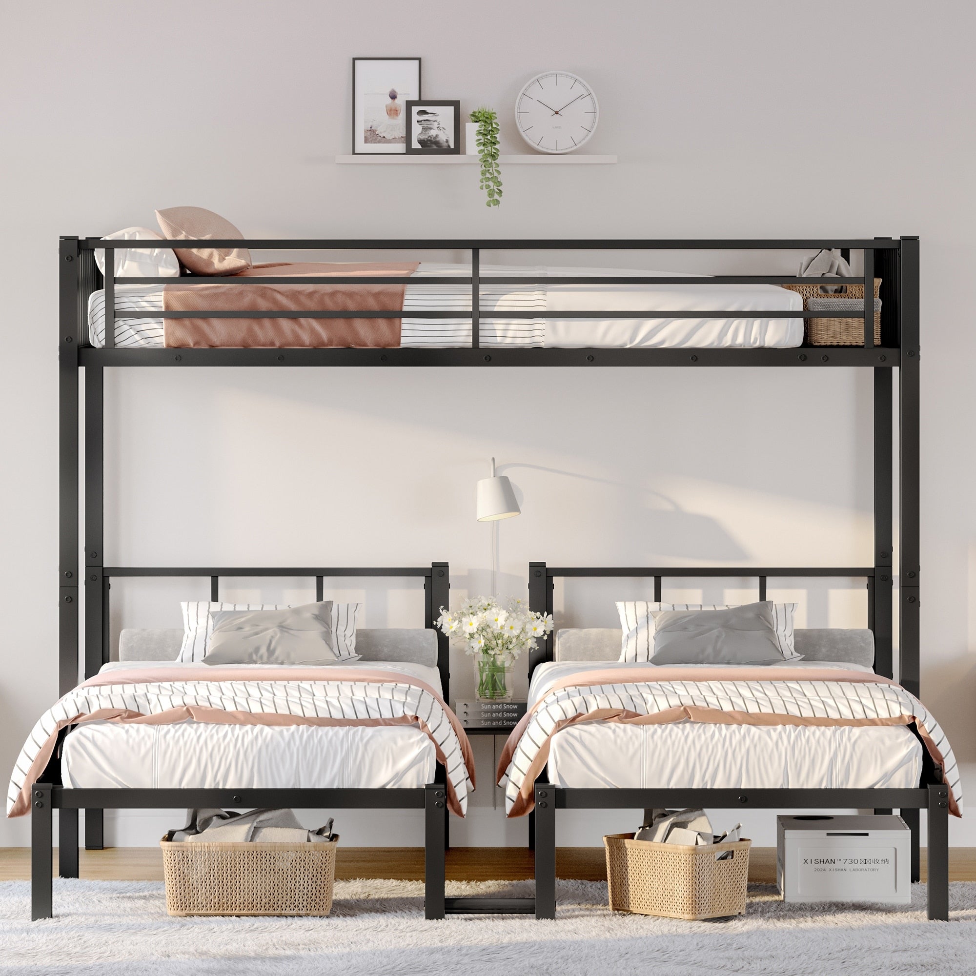 Twin Over Twin Twin Metal Triple Bunk Bed For 3 Twin Xl Bunk Bed