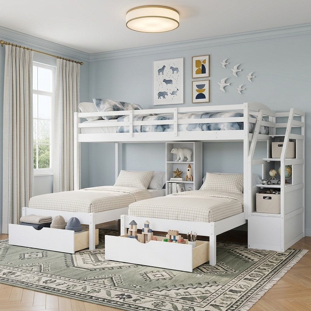 Twin Over Twin And Twin Triple Bunk Bed By Harper Bright Designs