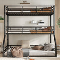 Twin Over Twin Over Full Triple Bunk Bed Metal Frame With Safety Guardrails Noise Reduced Design