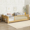 Twin Size Floor Platform Bed With Built In Book Rack