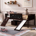 Twin Size Loft Bed Wood Bed With Two Storage Boxes Espresso Old Sku Lp000075Aap