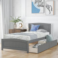 Twin Size Platform Bed With Two Drawers Gray
