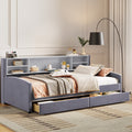 Twin Size Upholstered Platform Bed With Storage And Drawers