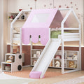 Twin Size Wooden Loft Bed House Shaped Frame With A Tent
