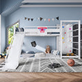 Twin Size Metal Loft Bunk Bed With Basketball Hoop Pull Up Rings Climbing Wall And Built In Bookshelves