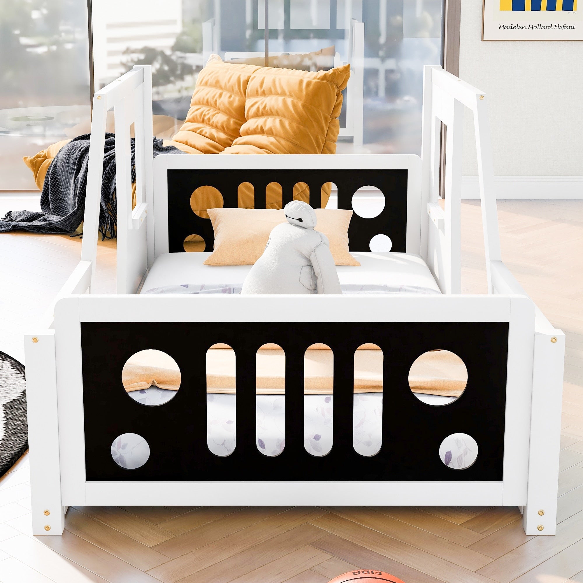 Twin Full Size Classic Car Shaped Platform Bed With Wheels