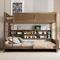 Twin Full Xl Over Queen Bunk Bed With Storage Cabinets And Usb Ports