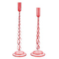 Twisted Glass Taper Candle Holder Set Of 2