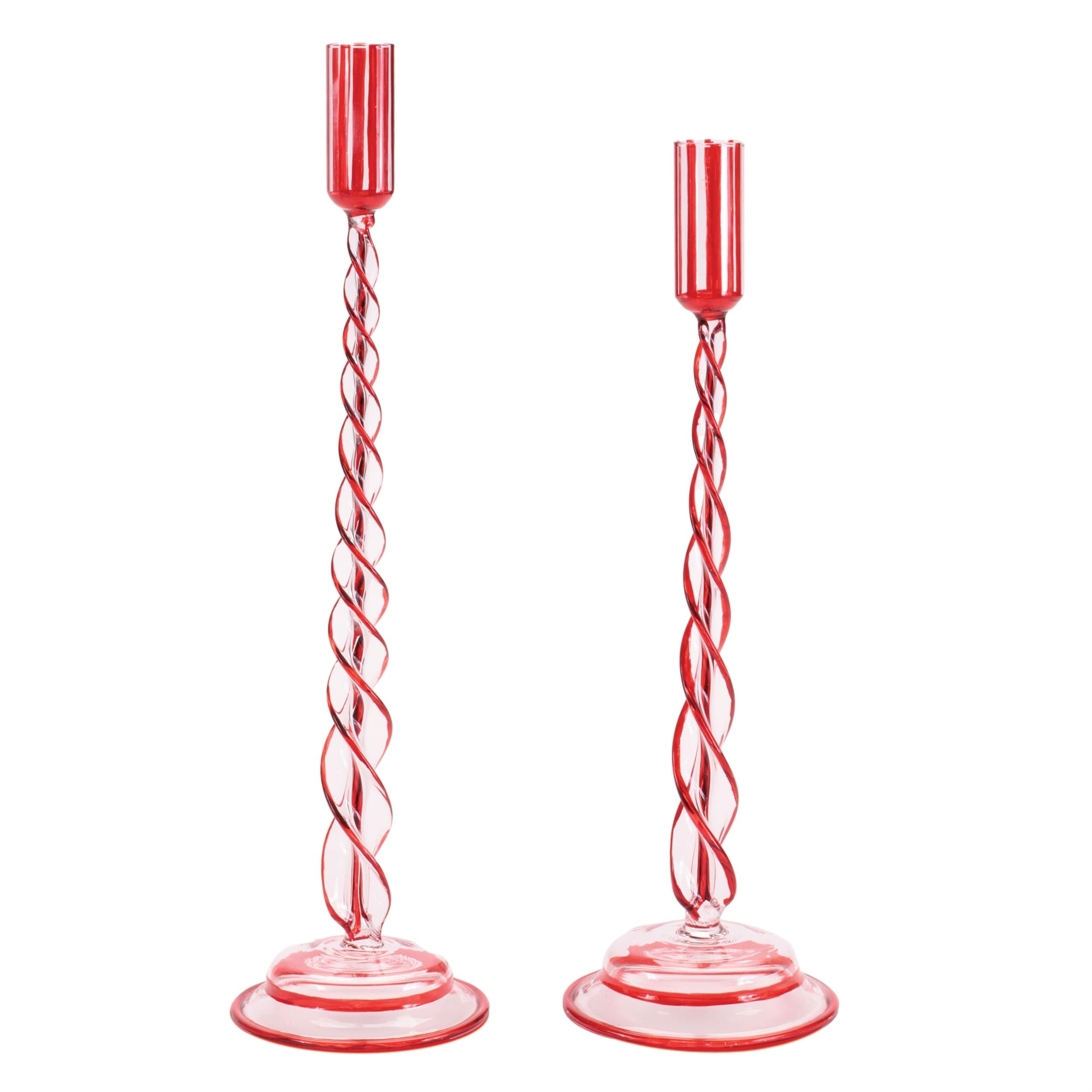 Twisted Glass Taper Candle Holder Set Of 2