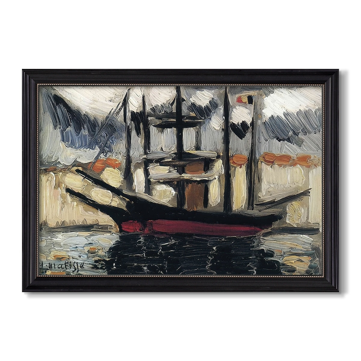 Two Boats Side By Side Port Of Marseilles C 1916 Henri Matisse Custom Framed Canvas