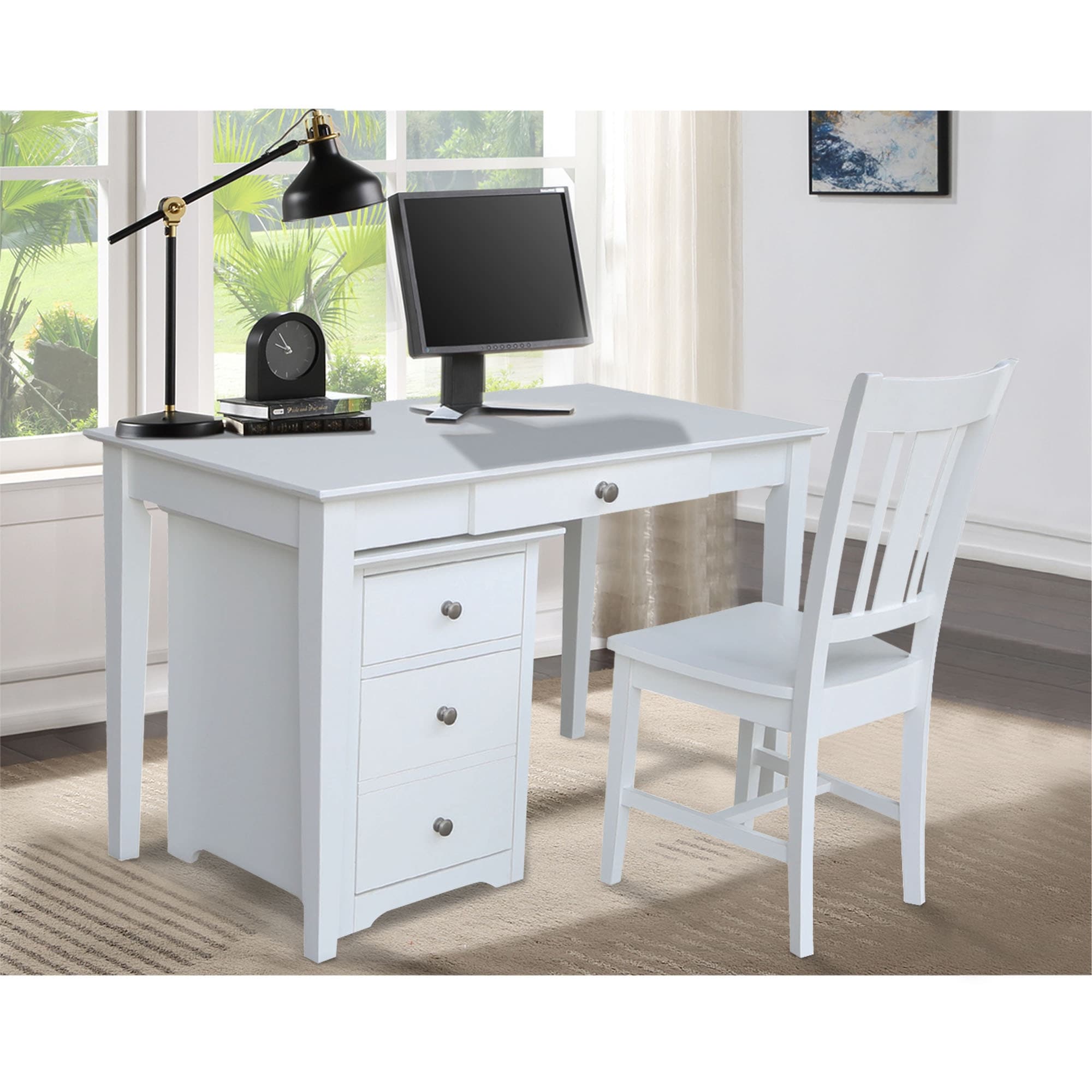 Two Drawer File Cabinet With Desk And Chair