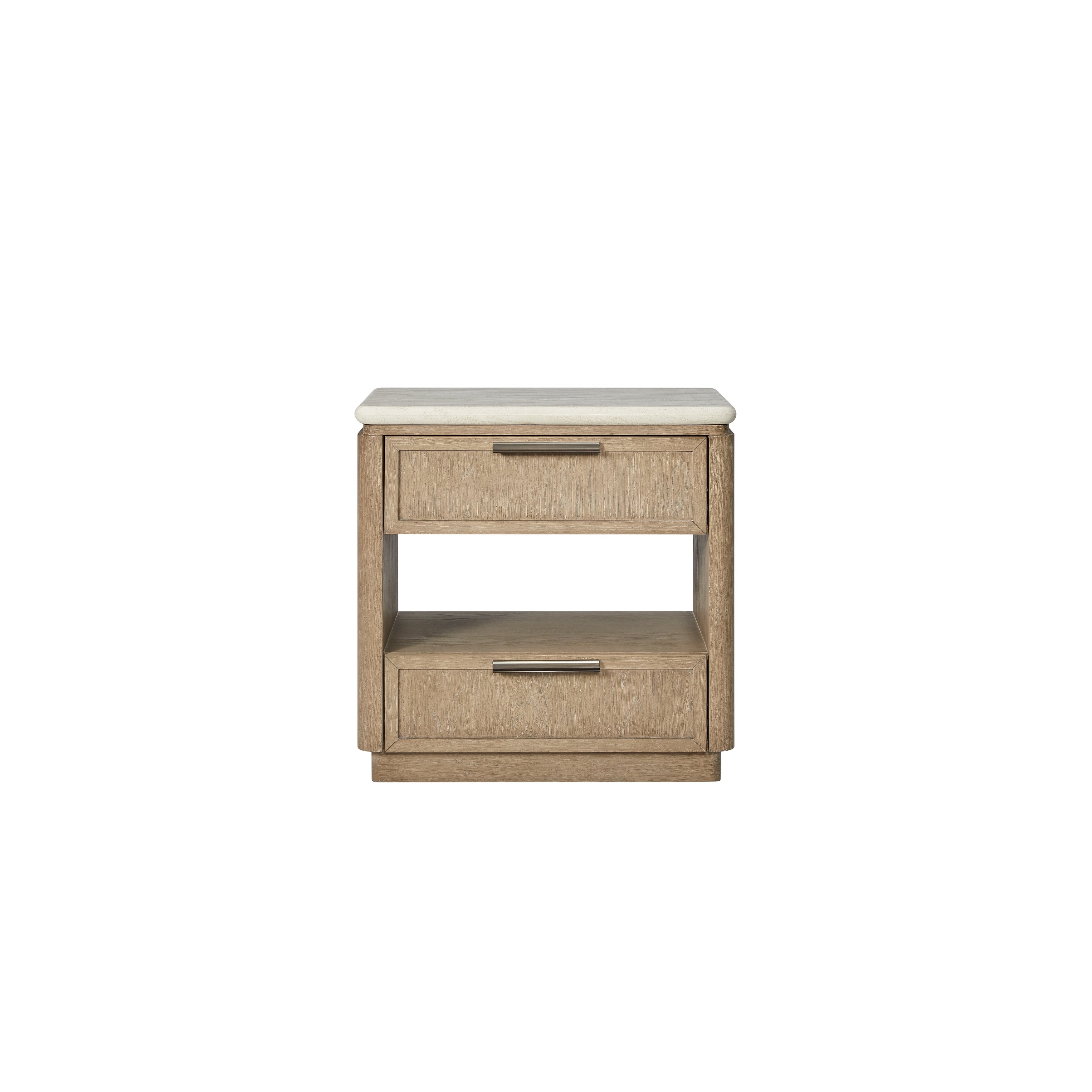 Two Drawer Nightstand With Oak Veneer Drawer Fronts