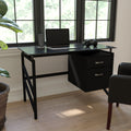 Lancaster Home Black Glass Computer Desk With Glass Top