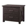 Two Drawer Wooden File Cabinet With Metal Handle Pull And Crossed Side Plank Caf Brown