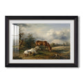 Two Horses On The Pasture C 1825 Friedrich Gauermann Custom Framed Print