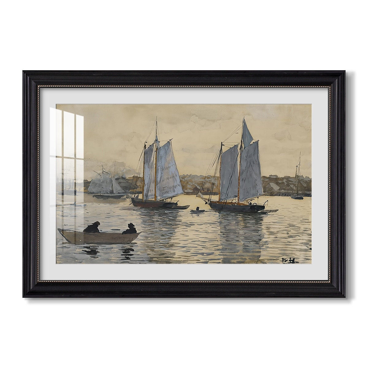 Two Schooners Gloucester C 1880 Winslow Homer Custom Framed Print