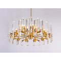 Two Tier Gold Metal Chandelier With Clear Crystal Plaques