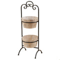 Two Tier Wood Planters With Metal Stand