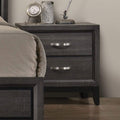 Two Tone Nightstand Gray Finish With Two Drawers Wooden Legs