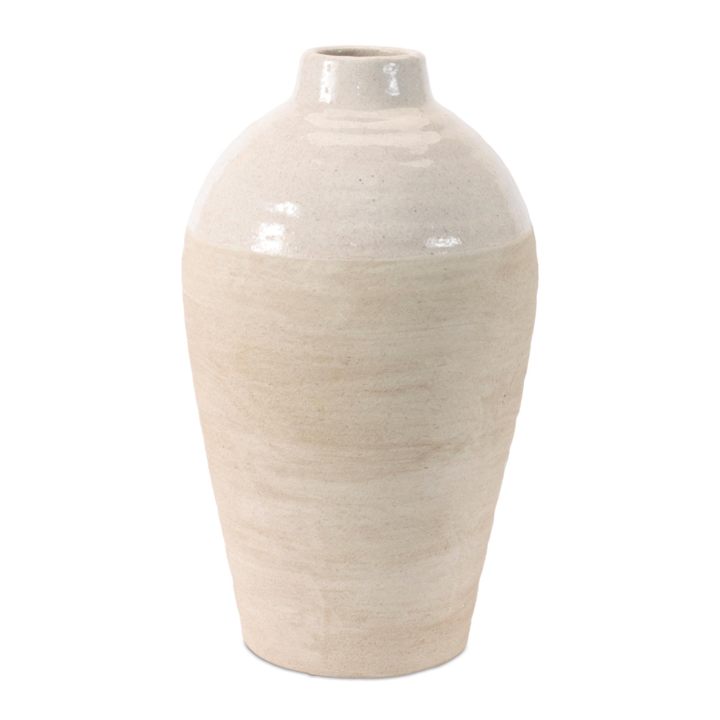 Two Tone Stoneware Vase 15.5 H