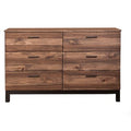Two Tone Transitional Style Wooden Dresser With 6 Drawers Brown