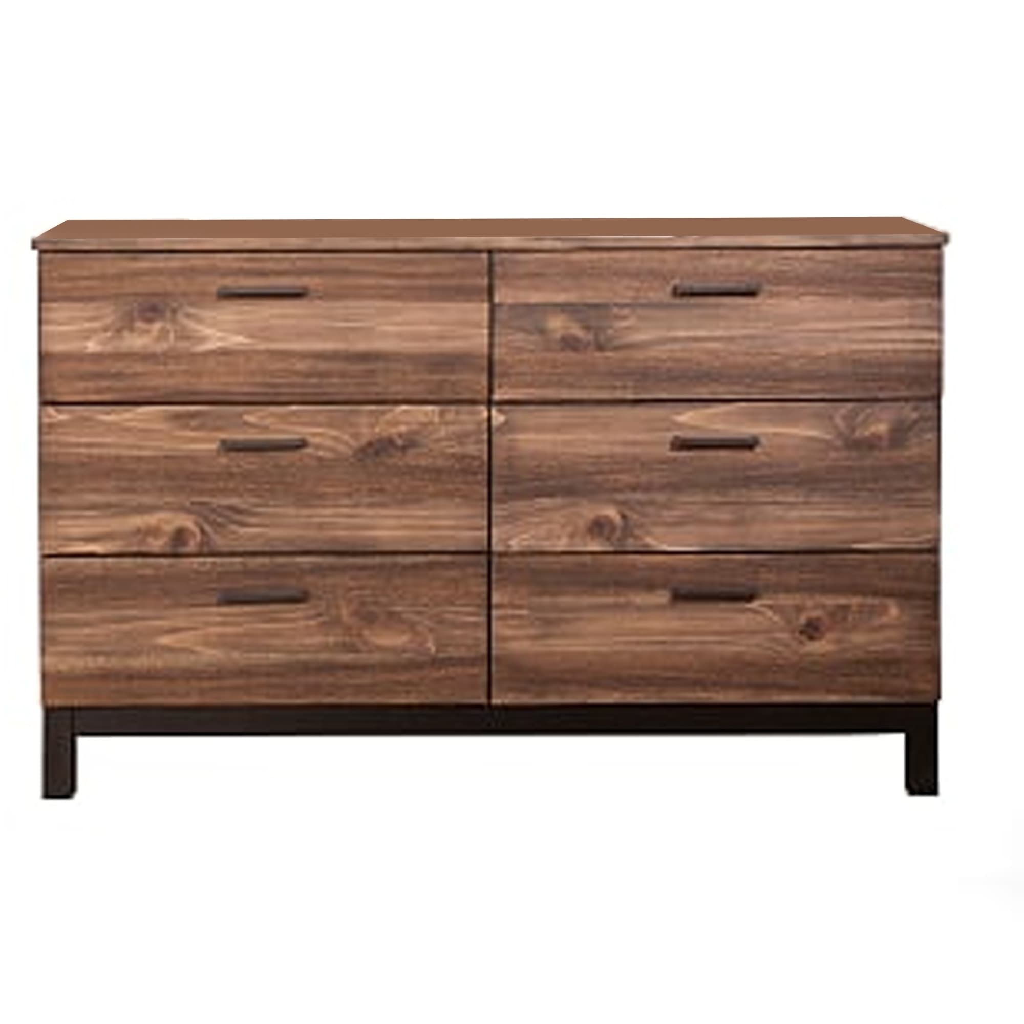 Two Tone Transitional Style Wooden Dresser With 6 Drawers Brown