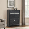 Two Tone Wooden Chest With Six Drawers Black And Silver
