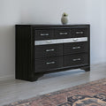 Two Tone Wooden Dresser With Nine Drawers Black And Silver