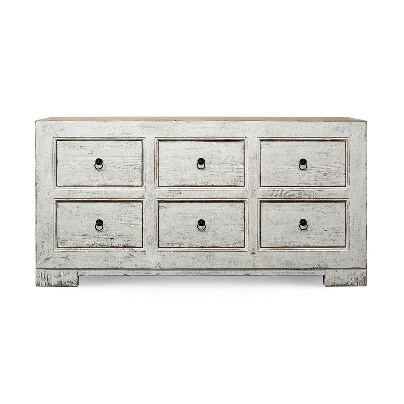 Two Tones Capri Chest Of Drawers Distressed White 68X18X35H