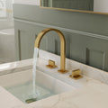 Two Handles 3 Holes Waterfall Bathroom Sink Faucet With Drain Assembly
