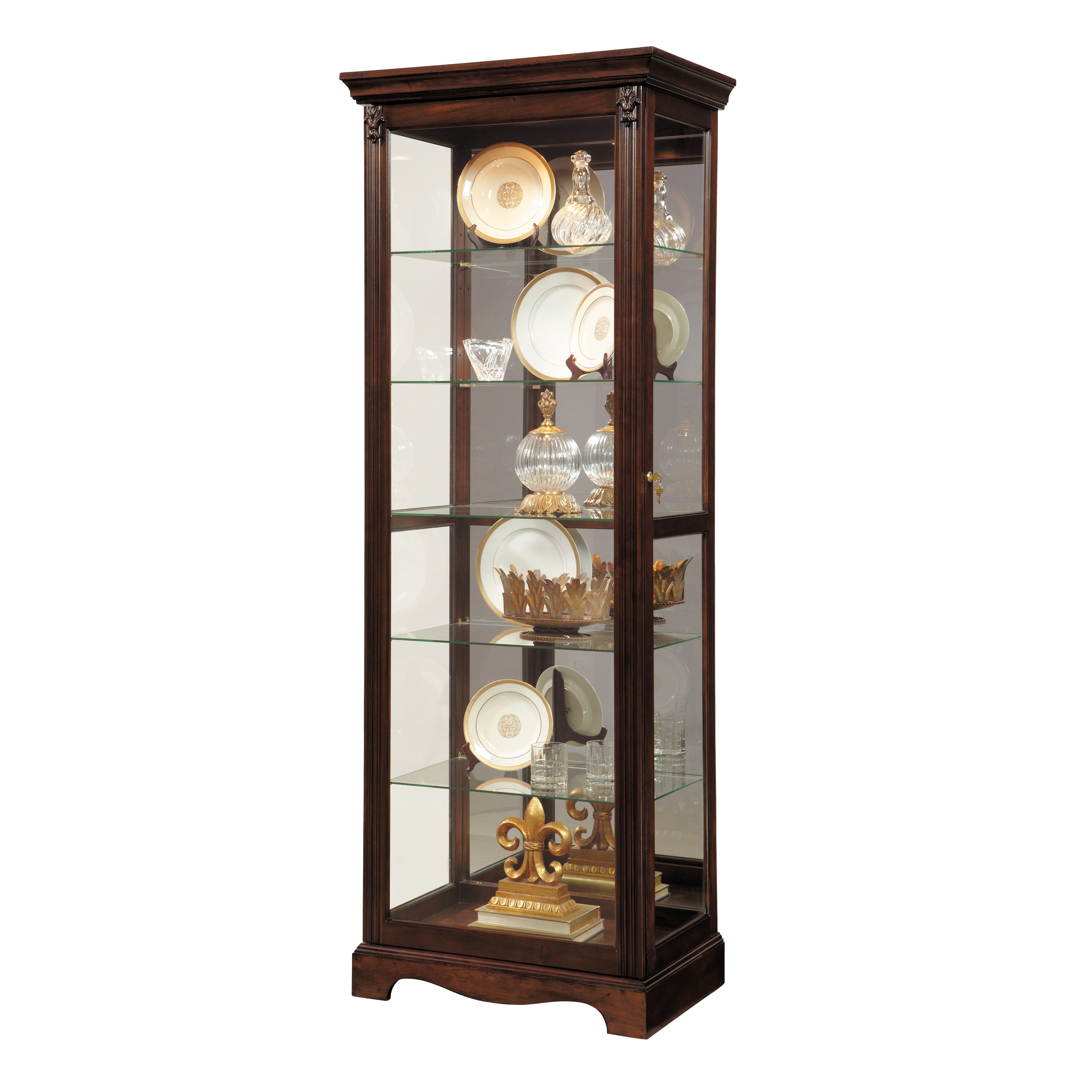 Dark Brown Wood Two Way Slider Curio Cabinet