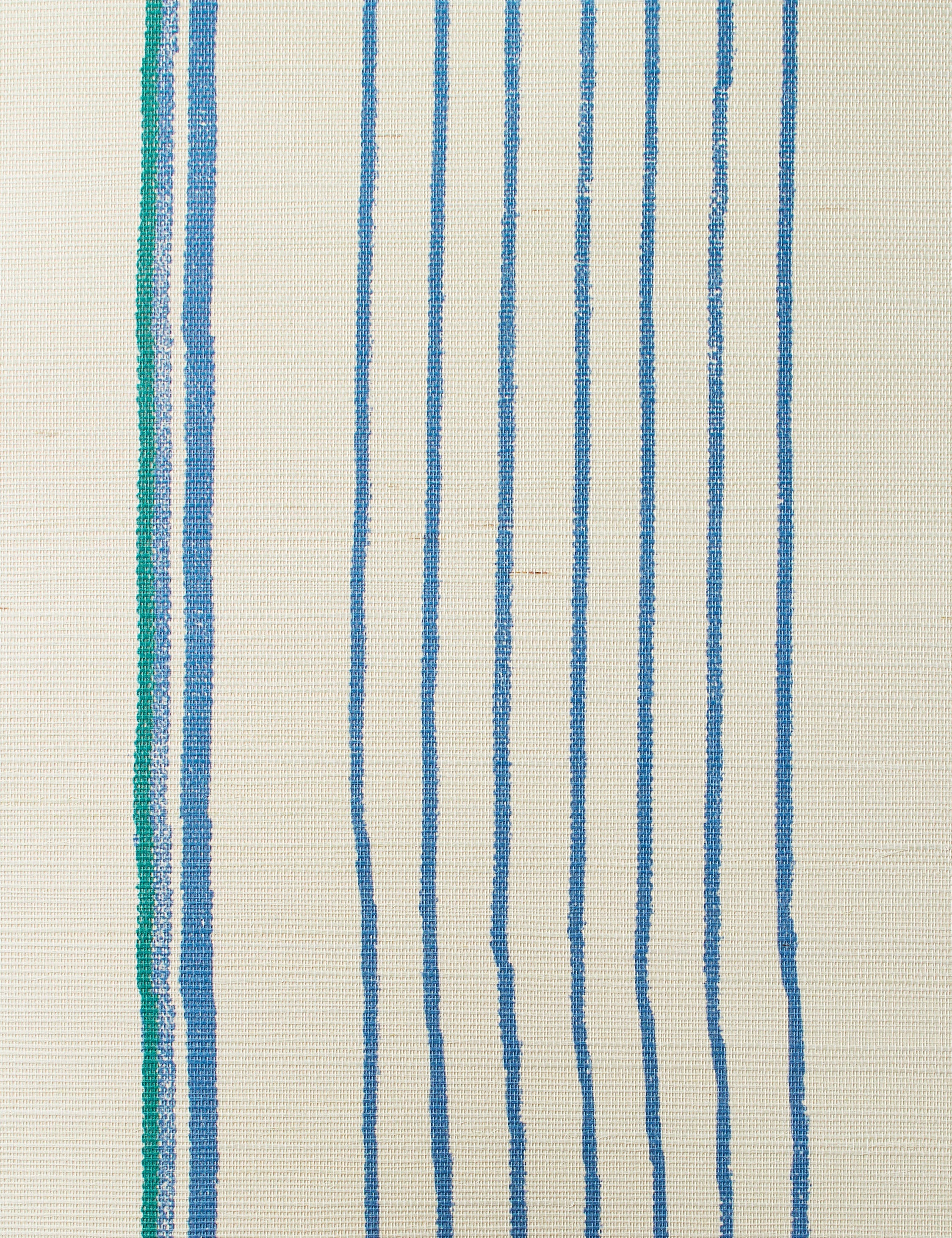 Two Tone Stripe Grasscloth Wallpaper By Nathan Turner, Sea Green Blue Swatch