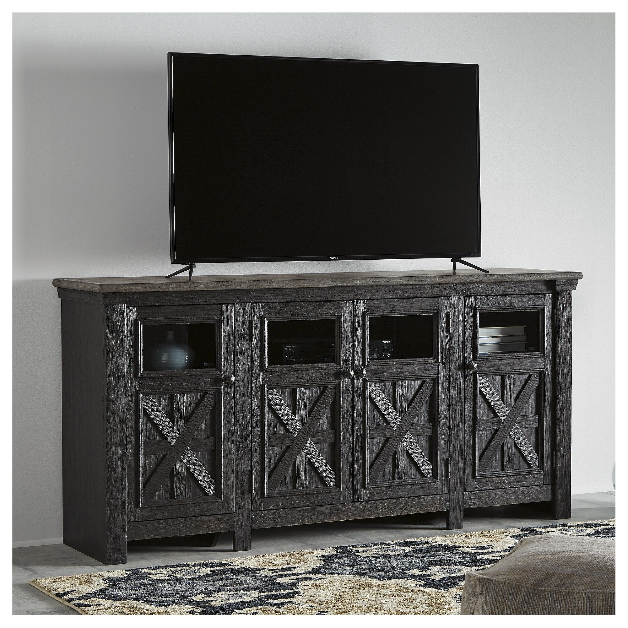 Signature Design By Ashley Tyler Creek Black Grey Wood Finish Xl Tv Stand