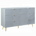Tyra Dresser 55 Inch 6 Wave Patterned Drawers With Gold Handles Gray
