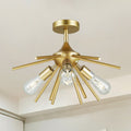 Tyra Gold 3 Light Mid Century Modern Sputnik Semi Flush Mount