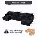U Shaped Modular Sectional Sofa Oversized Chenille Deep Seat Cloud Couch Comfy 4 Seater Sofa With 2 Movable Ottomans