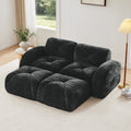 U Shaped Boneless Sofa Soft Velvet Fabric Tufted Design 32D High Density Sponge No Assembly Required
