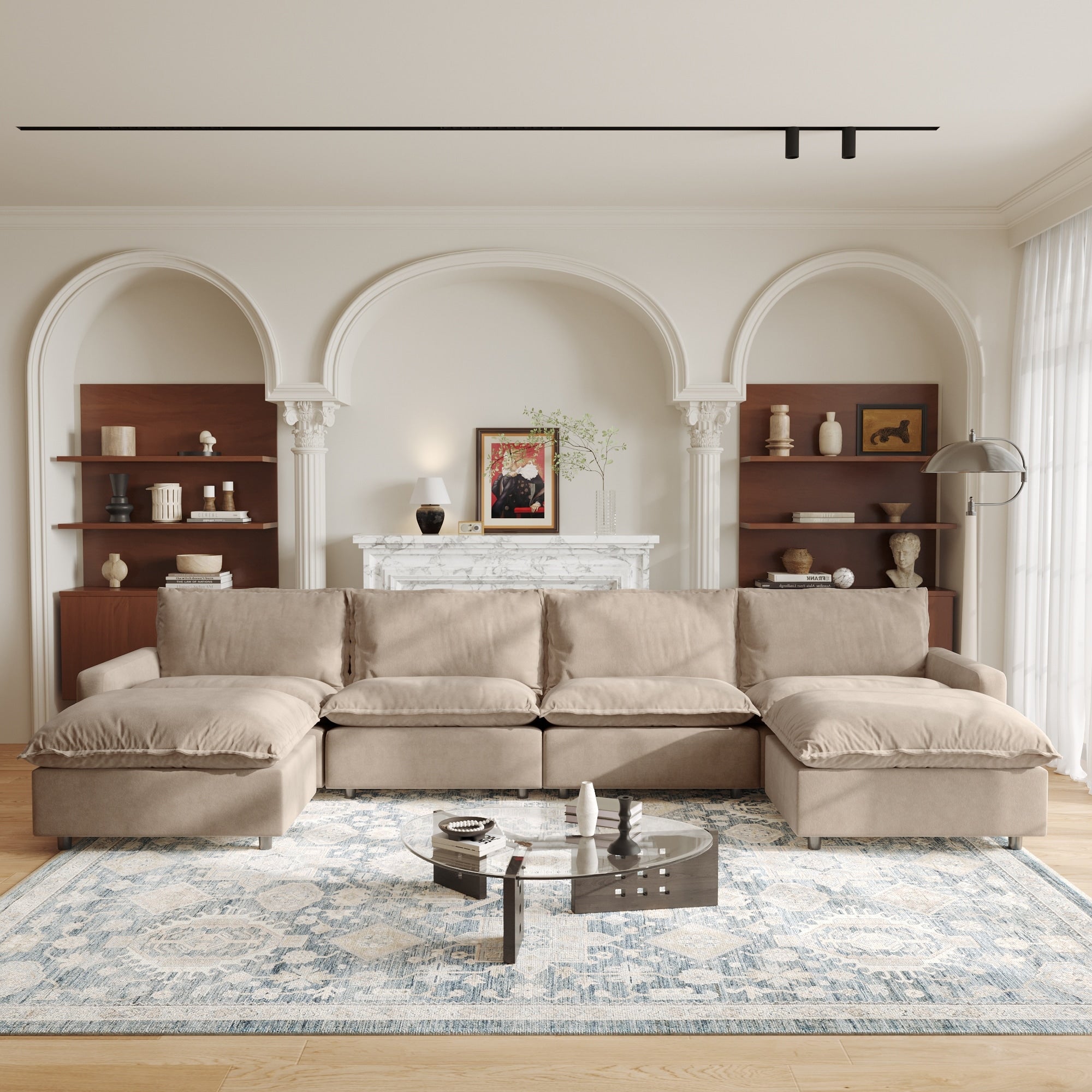 U Shaped Modular Sectional Sofa With Ottoman No Assembly Required