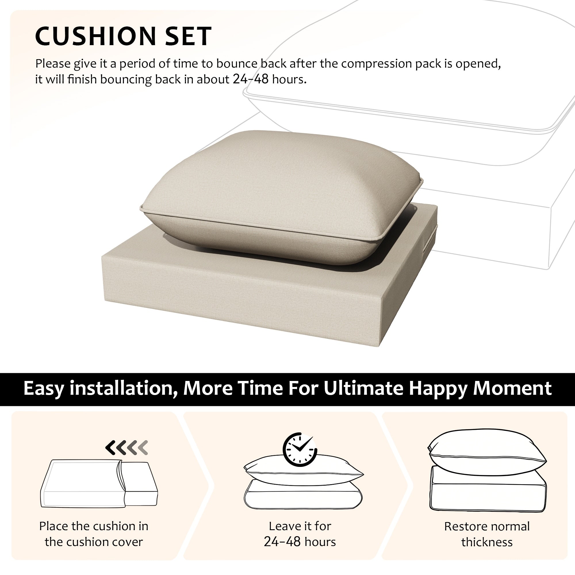 Cozywor Outdoor Seat Back Cushion Set Water Resistant Olefin Fabric Patio Cushions With Removable Washable Covers