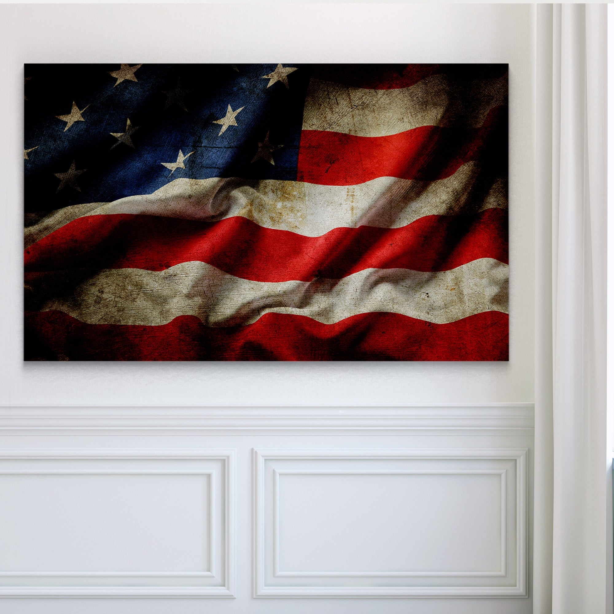 Usa Waving Flag Premium Gallery Wrapped Canvas