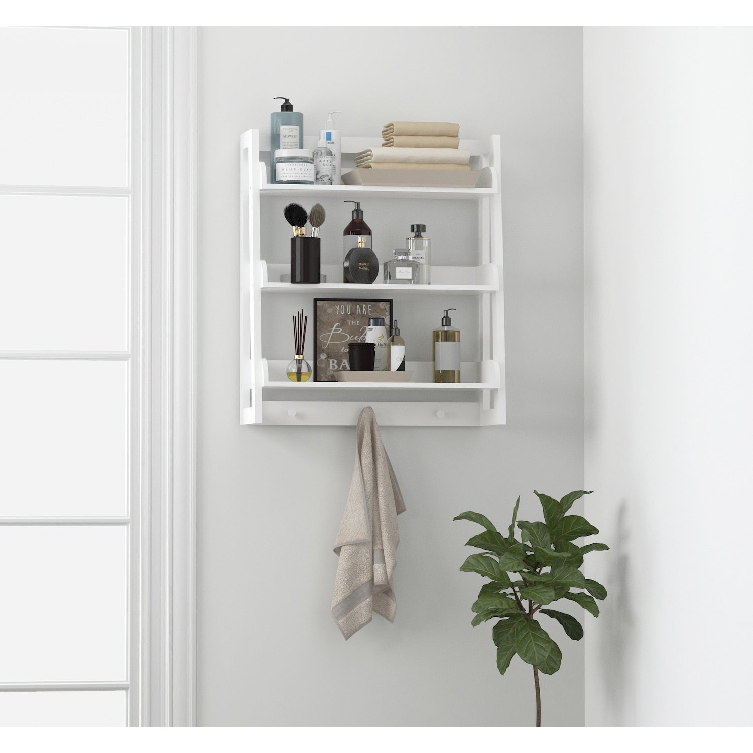 Utex 3 Tier Bathroom Shelf Wall Mounted With Towel Hooks Bathroom Organizer Shelf Over The Toilet