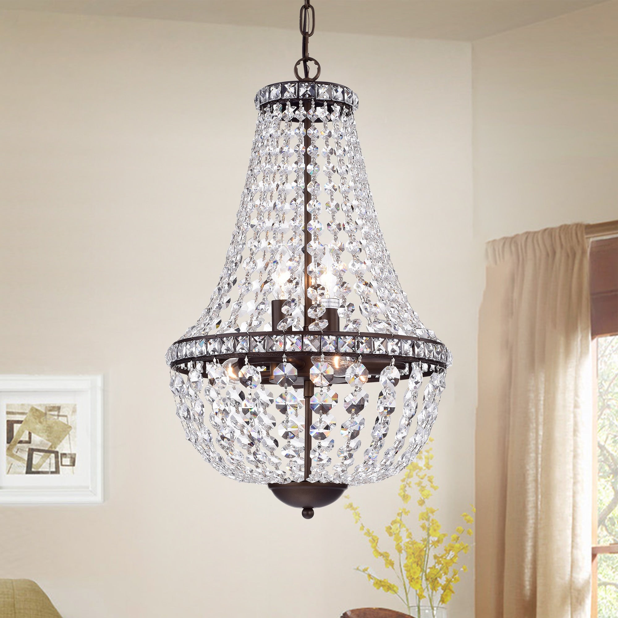Uanah 6 Light Crystal Antique Brown Chandelier