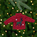 8 Red Sweater With Plaid Reindeer Christmas Ornament