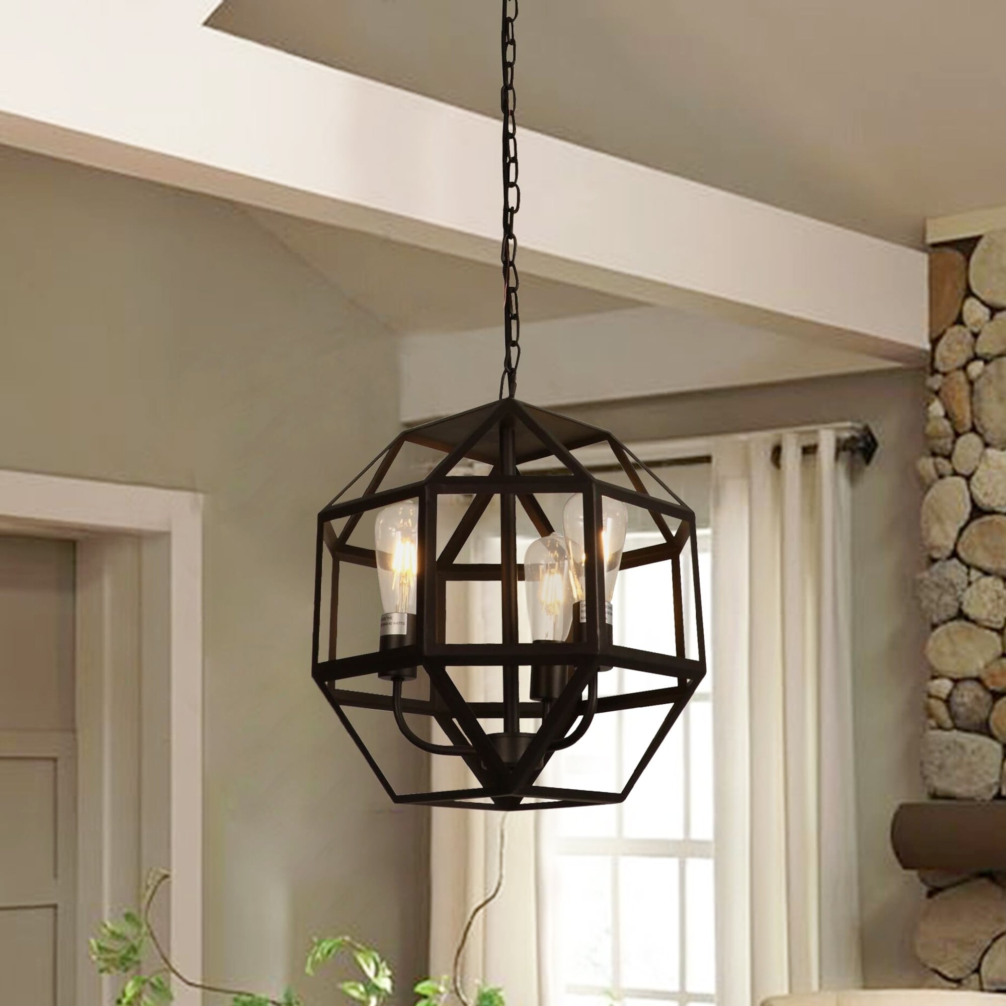 Ukani Matte Brown 3 Light Chandelier