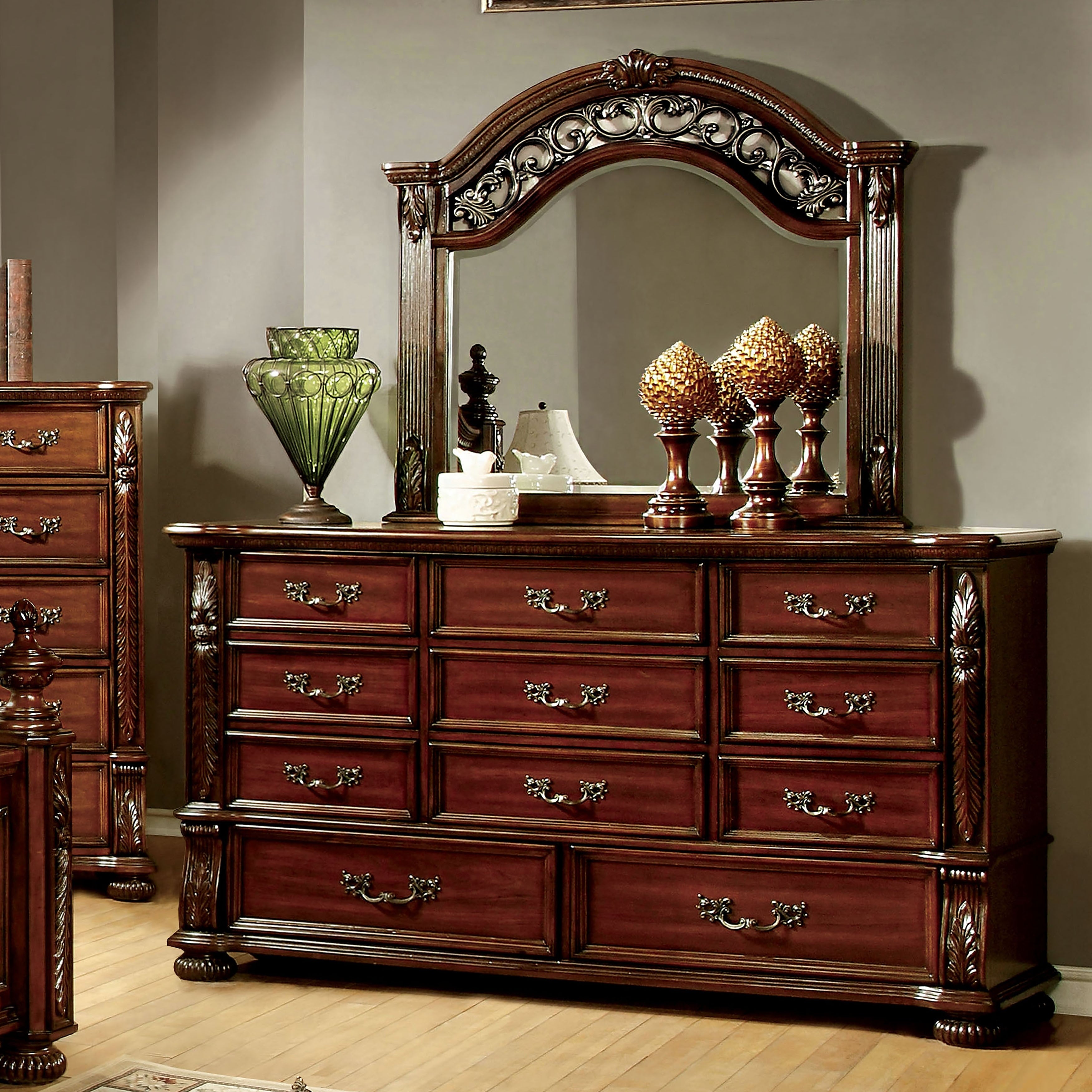 Ellianne Traditional Cherry 2 Piece Dresser And Mirror Set By Foa