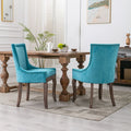 Ultra Side Dining Chair Set Of 2 Modern High Back Fabric Chairs With Bronze Nailhead Trim