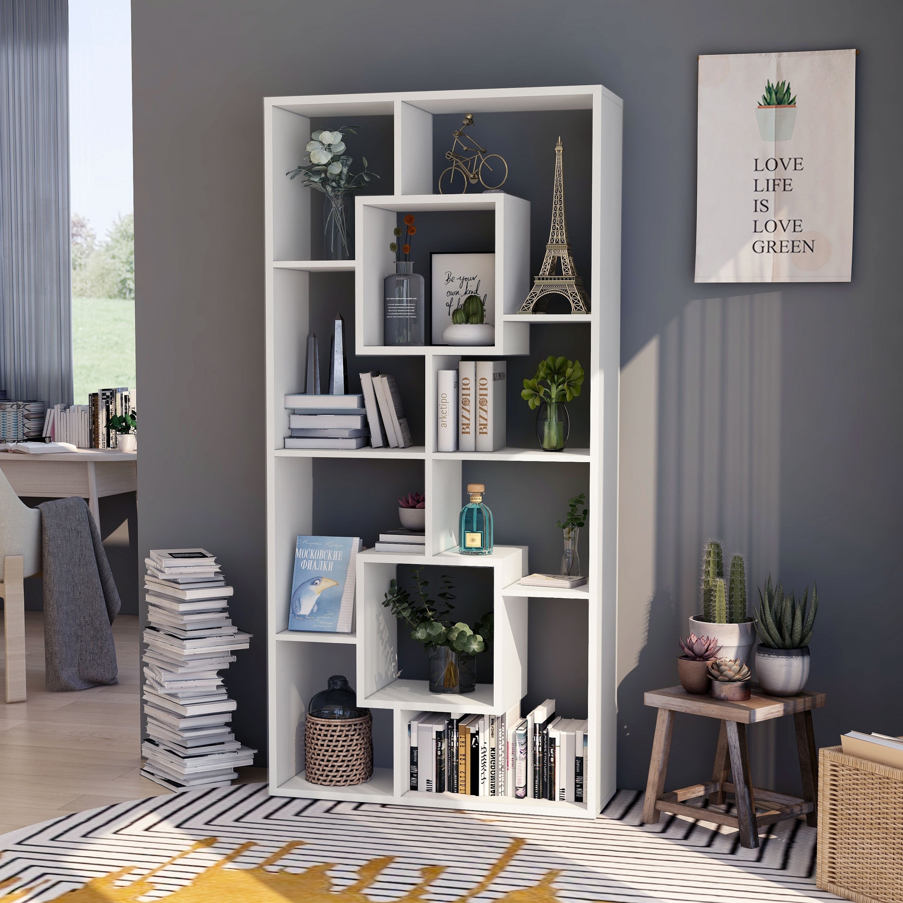 Ulysses Modern White Bookcase Display Cabinet