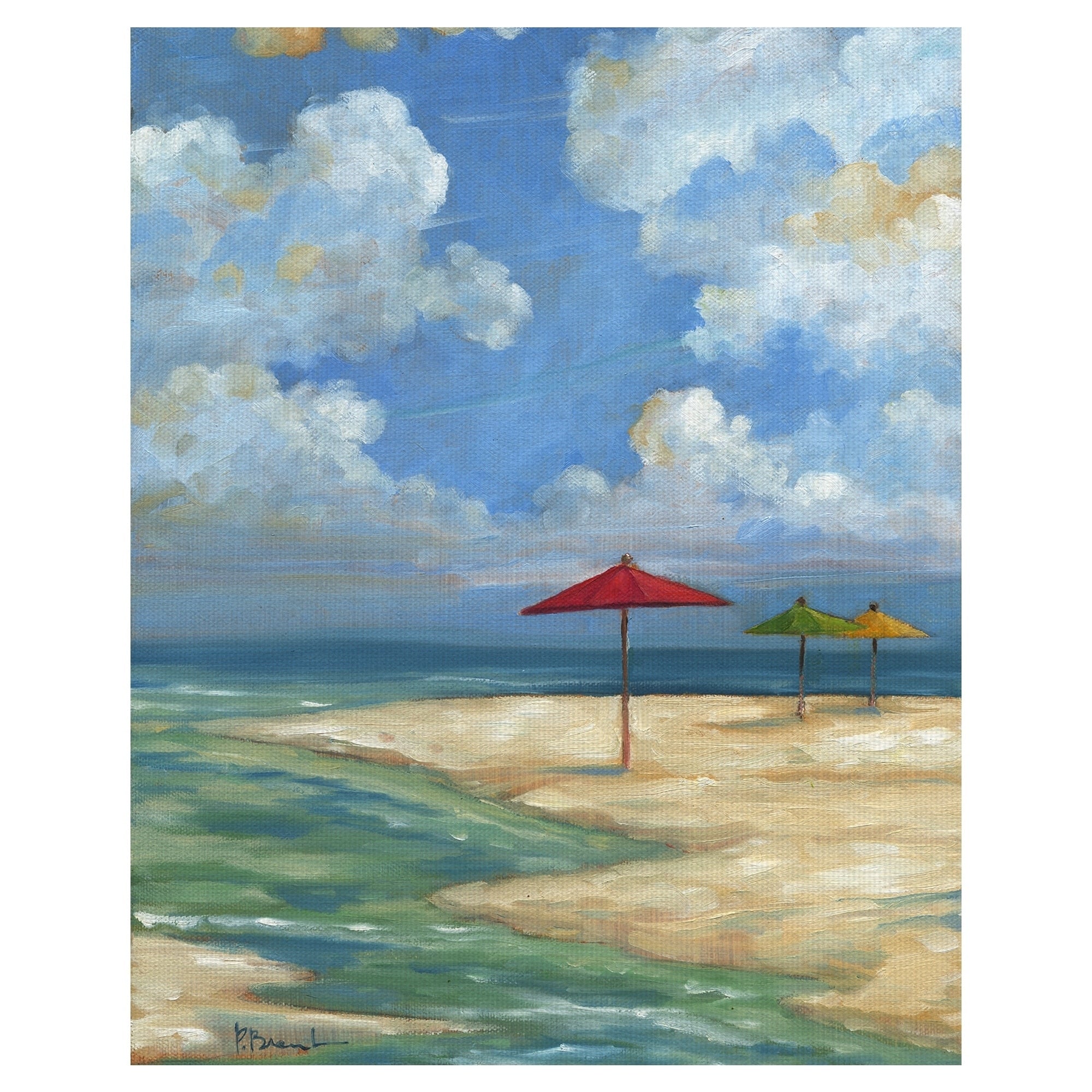 Umbrella Beachscape By Paul Brent Canvas Art Print